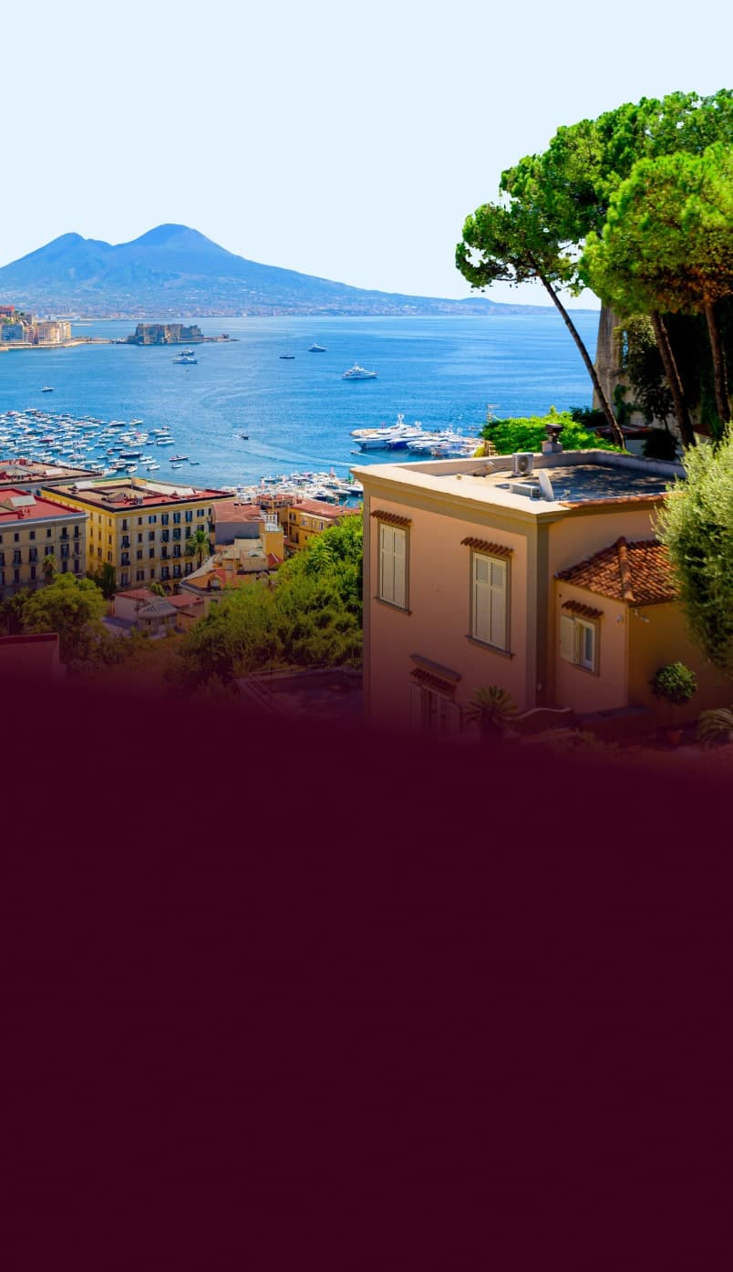 Veduta del golfo di Napoli con il Vesuvio sullo sfondo